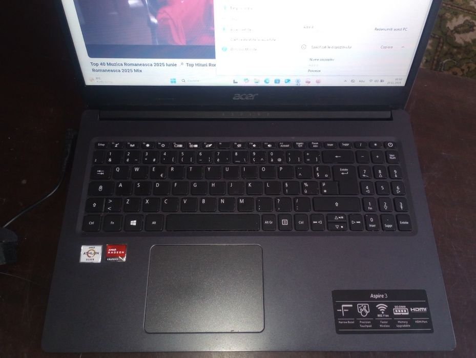 Acer Aspire 3 slim, 8 gb ram,SSD 250gb, video dedicat 2 gb, baterie ok