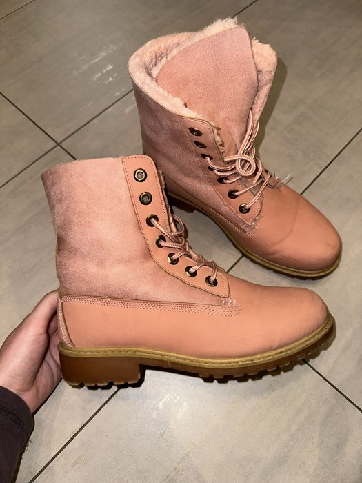 Розови боти велур и кожа 39 номер