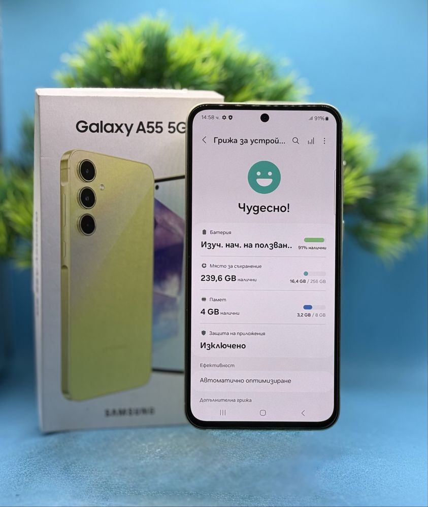 ГАРАНЦИОНЕН!!! Samsung Galaxy A55, 8GB, 256GB, 5G, Awesome Lemon