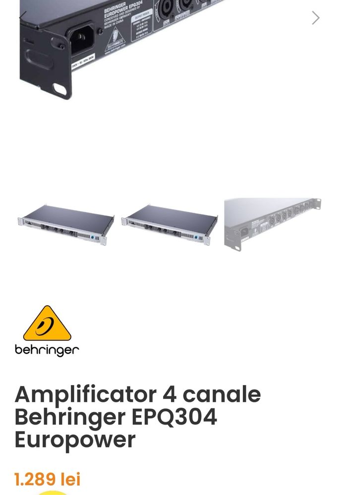 Amplificator Digital pe 4 canale Behringer EPQ304 Europower