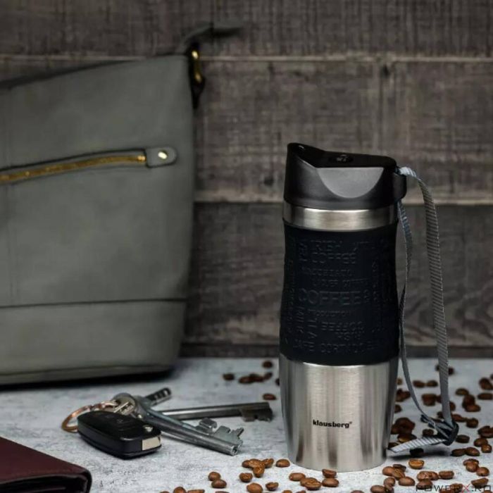 Termos din inox, negru, capacitate 380ml, Klausberg