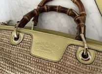 Gucci geanta shopper, autentica, piele si raffia