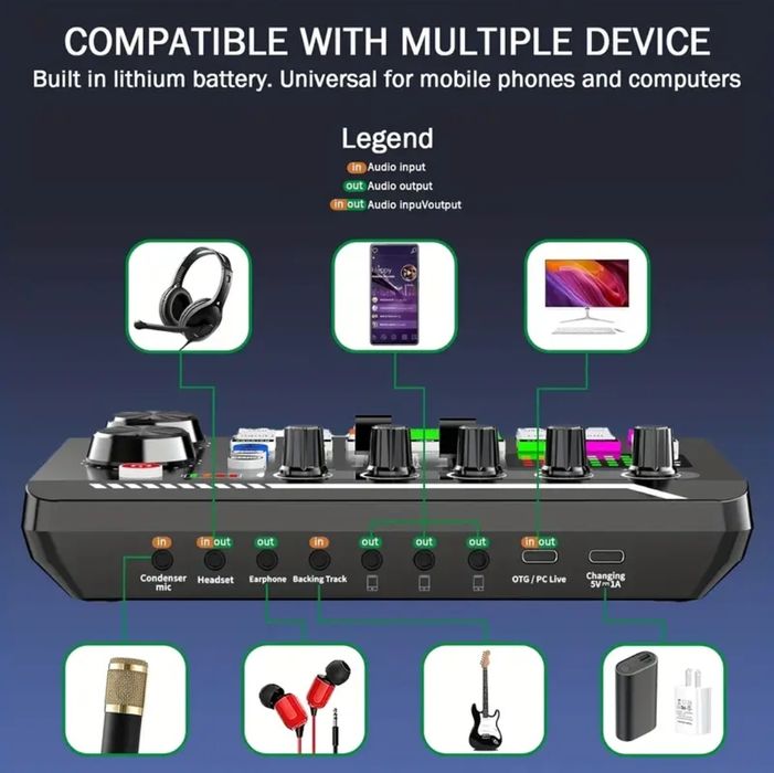 Mixer F998 cu efecte de sunet, consolă DJ compactă și portabilă