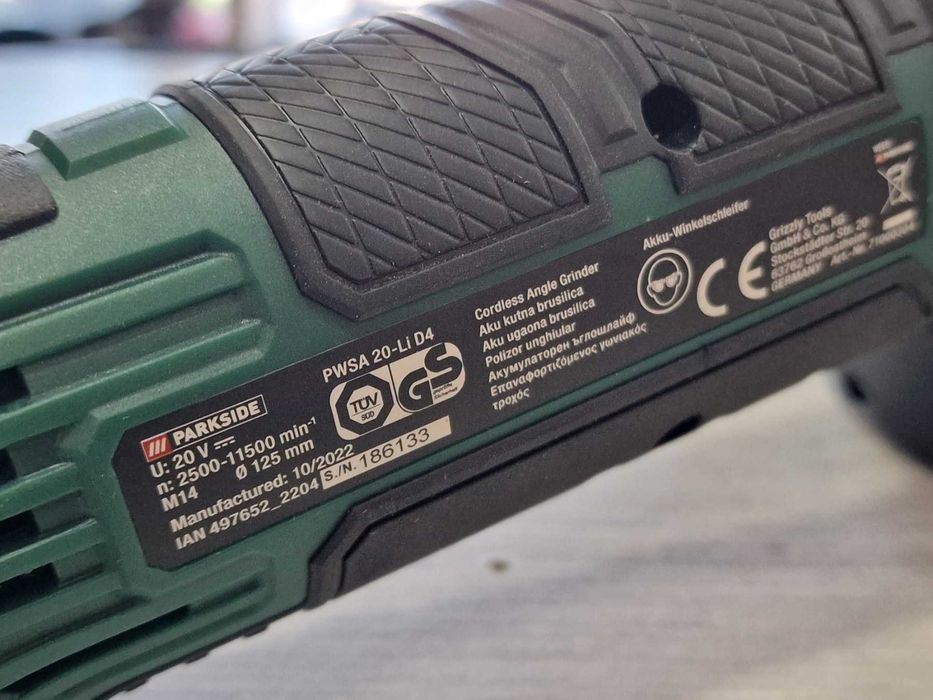 Акумулаторен Ъглошлайф Parkside PWSA 20-Li D4 + зарядно и батерия