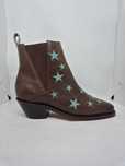 Lucchese Estrella Chelsea Bootie, Chocolate+Turqoise, US 7,5 B/ EU 38