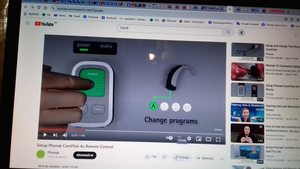 Set   Phonak Com Pilot / Phonak TV Link 2  Bluetooth QDID -nou