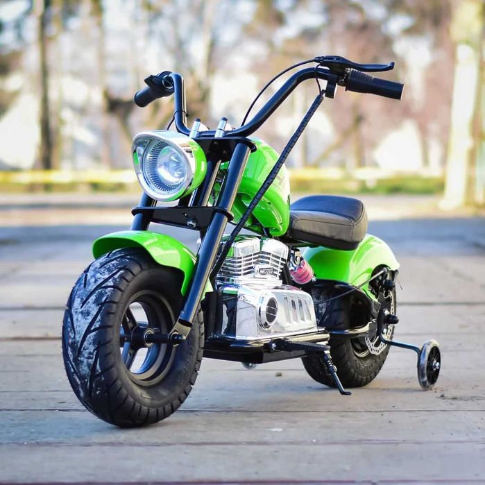 Motocicleta Kinderauto Old School 300W 24V roti moi gonflabile Green