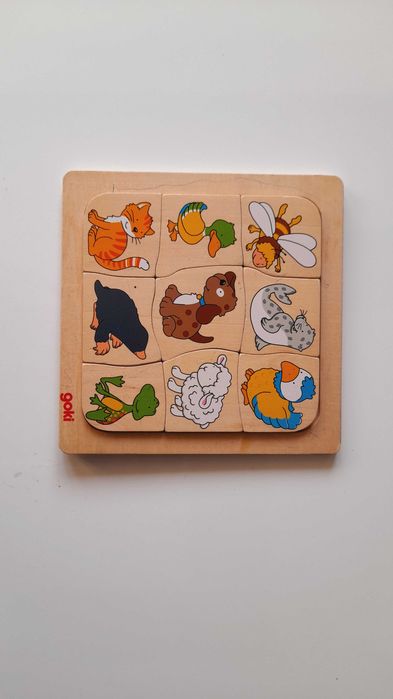 Детски пъзел дървен с животни Goki