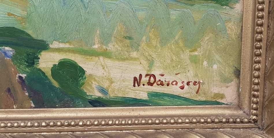 Tablou vechi - peisaj dobrogean - semnat N. Darascu