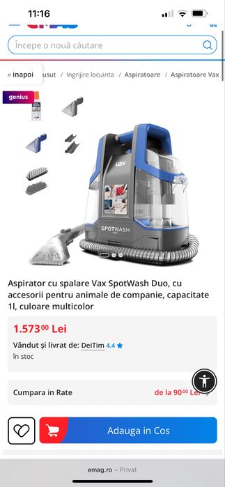 aspirator cu spalare Vax canapele , covoare etc