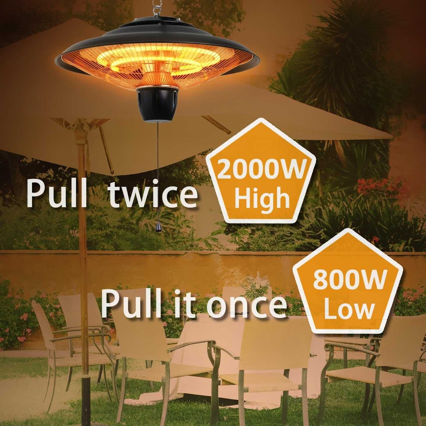 Отоплителна лампа DONYER POWER 800W-2000W,Гаранция