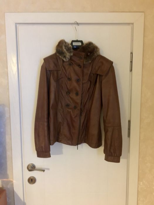 Дамско кожено кафяво яке Danini