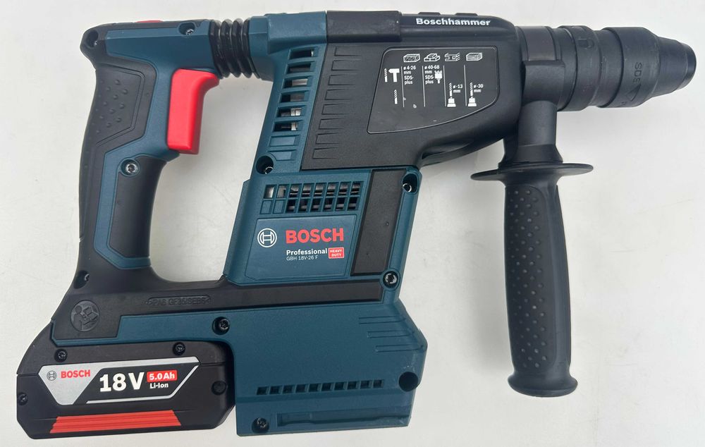 BOSCH GBH 18V-26 F + Bosch GDE 18V-16 - Безчетков перфоратор с прахоу.