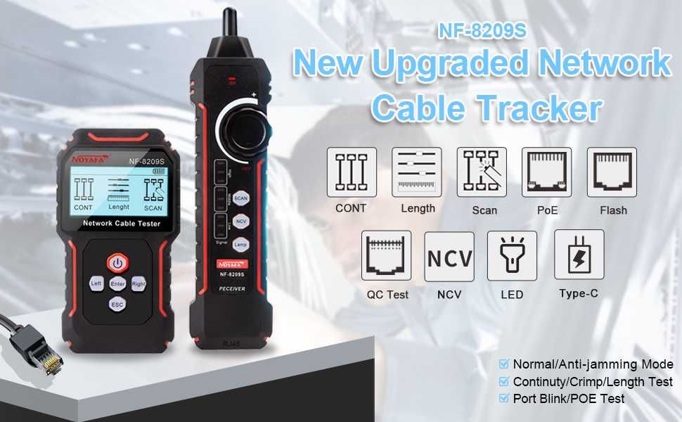 Кабелен лан тестер дължина на кабел, POE напрежение кабел Cat5 Cat6