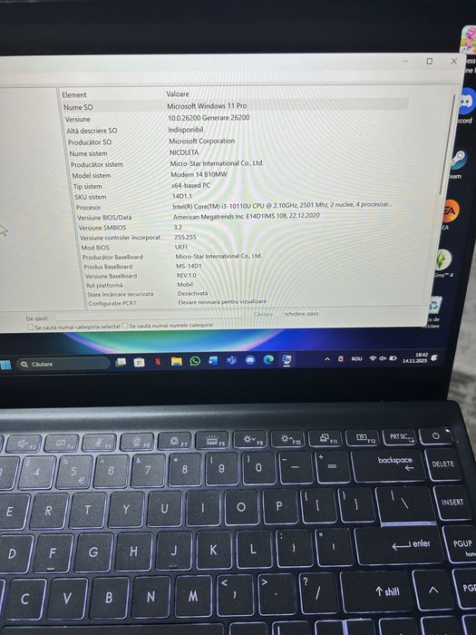 Laptop MSI modern 14 B10MW - i3 10th Gen, 8GB RAM, SSD 14” Full HD