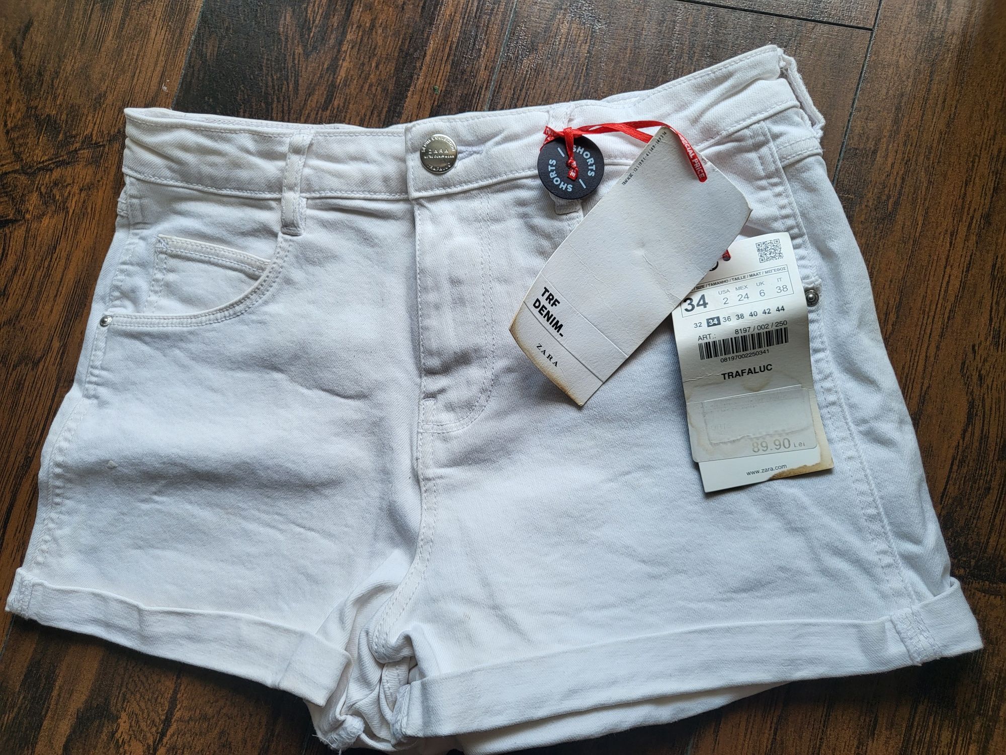 Pantaloni scurti albi jeans Zara - 34 xs