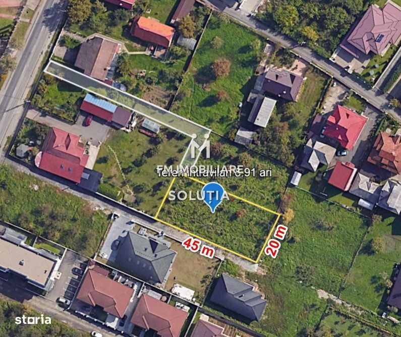 Teren intravilan 891 mp – zona Mărul de Aur