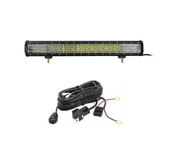 Set proiector auto led bar quad 9D 60 cm 570w + kit releu si buton