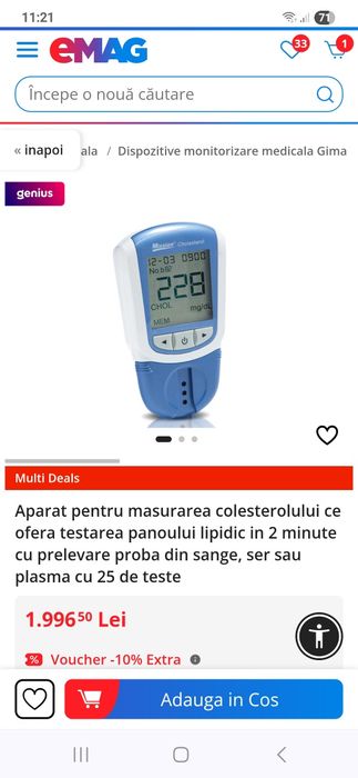 Aparat pentru masurarea colesterolului total, LDL, HDL si a trigliceri
