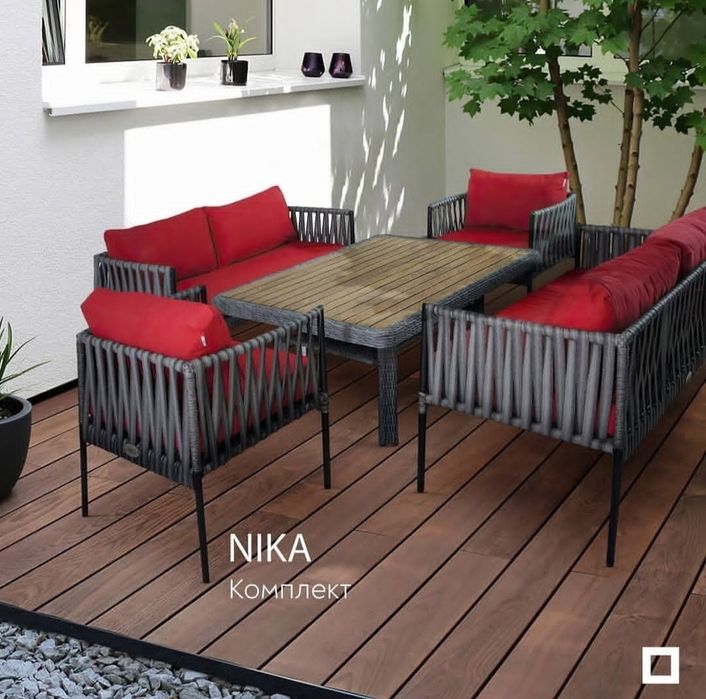 Плетёный стол и стулья  кресло стеклянной стол металлический журнальны