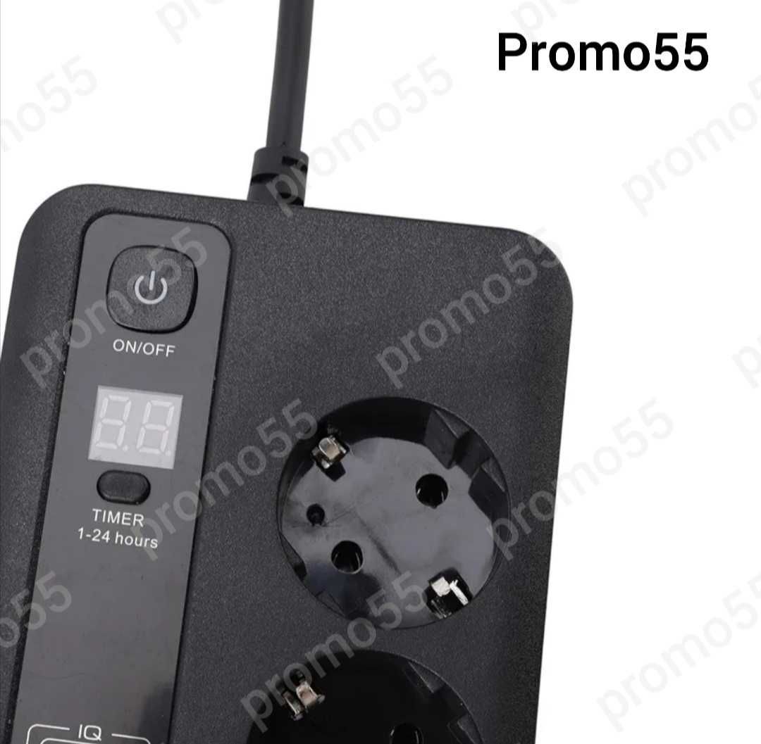 ПРОМО! Разклонител с USB 2бр,Type-c 3бр, EU-3бр 3000W Ключ, Таймер