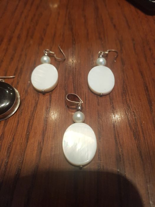 Set argint 925 cercei pandativ,onix,sidef si perle modele deosebite