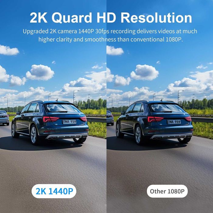 KAWA Camera auto bord 2K 1440P,WiFi,control vocal,vedere nocturnă,APP