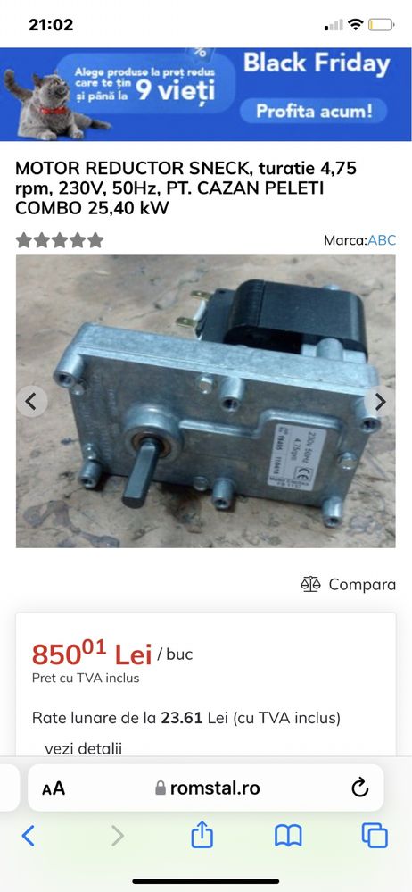 Motor reductor centrale peleti 4rpm - 4,75rpm