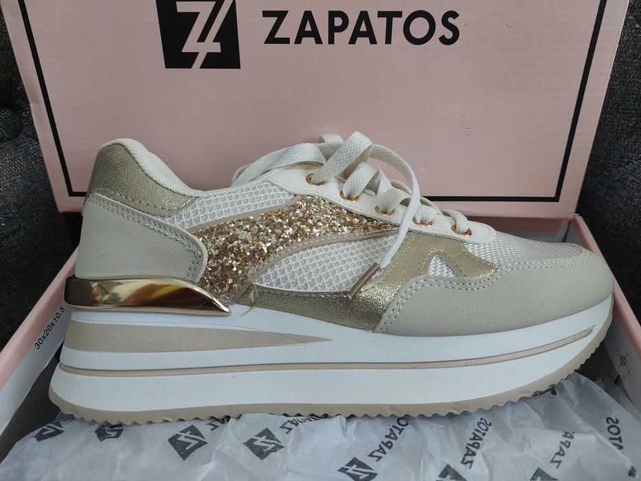 Sneakers cu platformă Camora bej auriu wedge