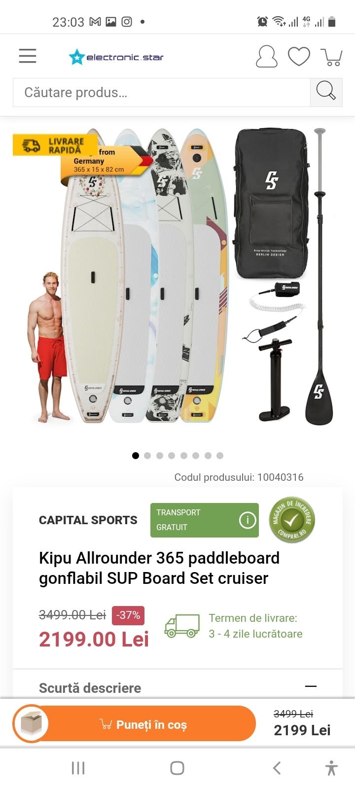 SUP Gonflabil plus kit Rucsac Visle Pompa