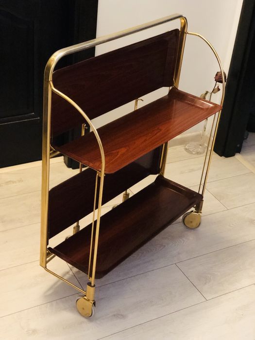 Mid Century Carucior/masa/ gheridon gold