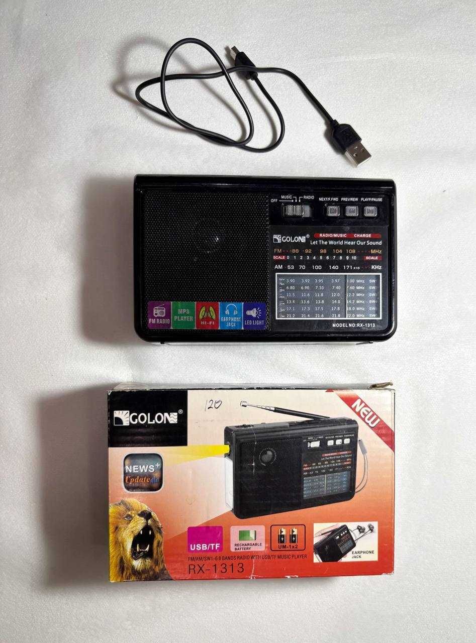 компактное новое радио Golon RX-1313 | FM/AM/SW, USB, MP3, фонарик