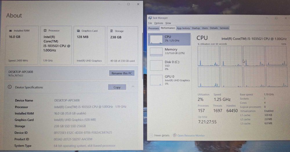 15.6' НОВ Turbo-X Intel Core i5-1035G1/16GB DDR4/256GB SSD/Бат. 5ч.