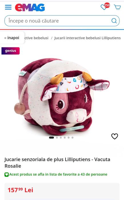 Jucarie senzoriala de plus Lilliputiens - Vacuta Rosalie