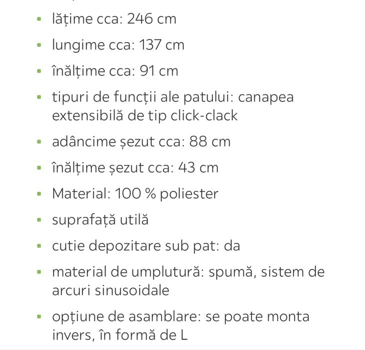 Coltar/canapea extensibila cu lada