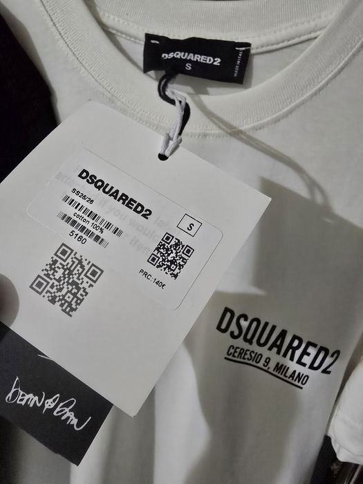 Tricou alb negru Dsquared2  men