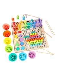 Joc Montessori 5 in 1 Logarithmic Plate Beads, din lemn