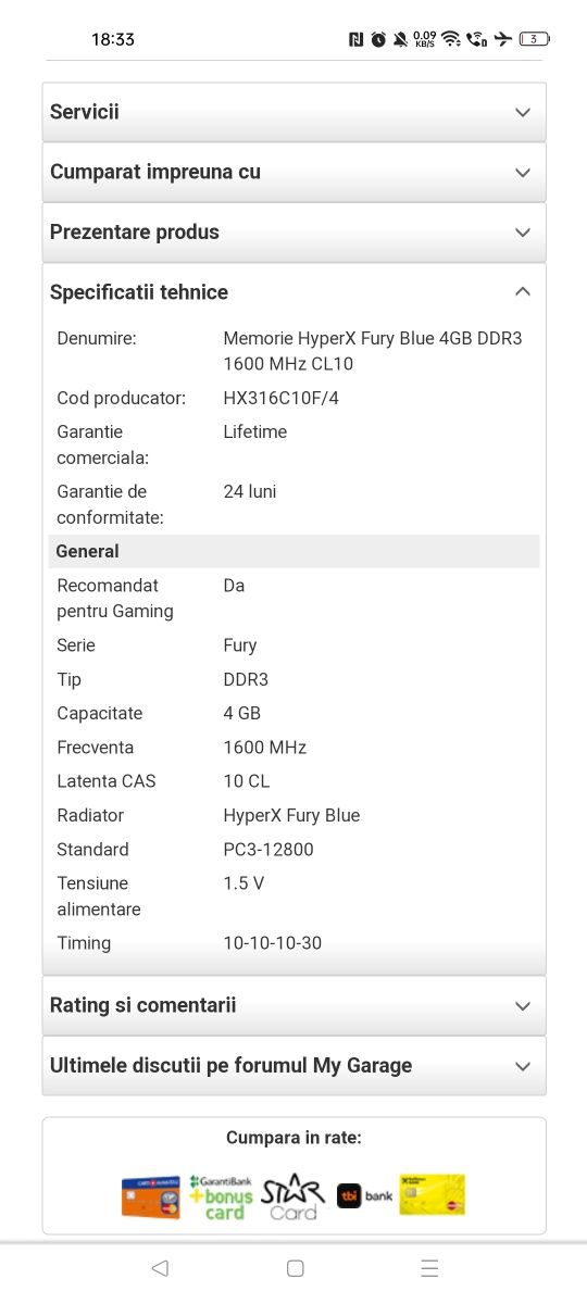 Vând 5 plăcute ram 4gb hyperx furry