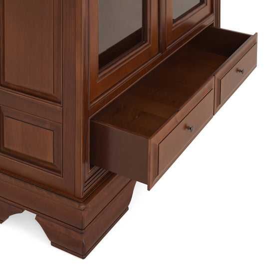 Vitrina cu un sertar +2 usi, lemn masiv fag, cul. Cires, stejar,sticlă