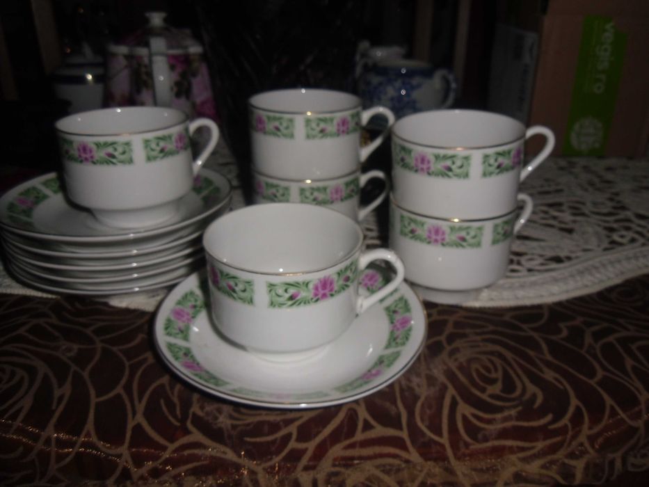 set cesti cu farfurie  portelan