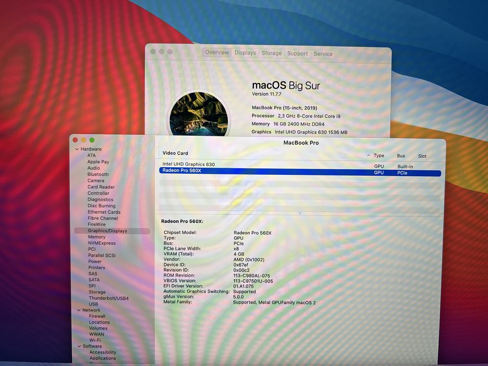 Отличен MacBook Pro 15” 2.9i9 8-Core 32GB 2TB 4GB Video