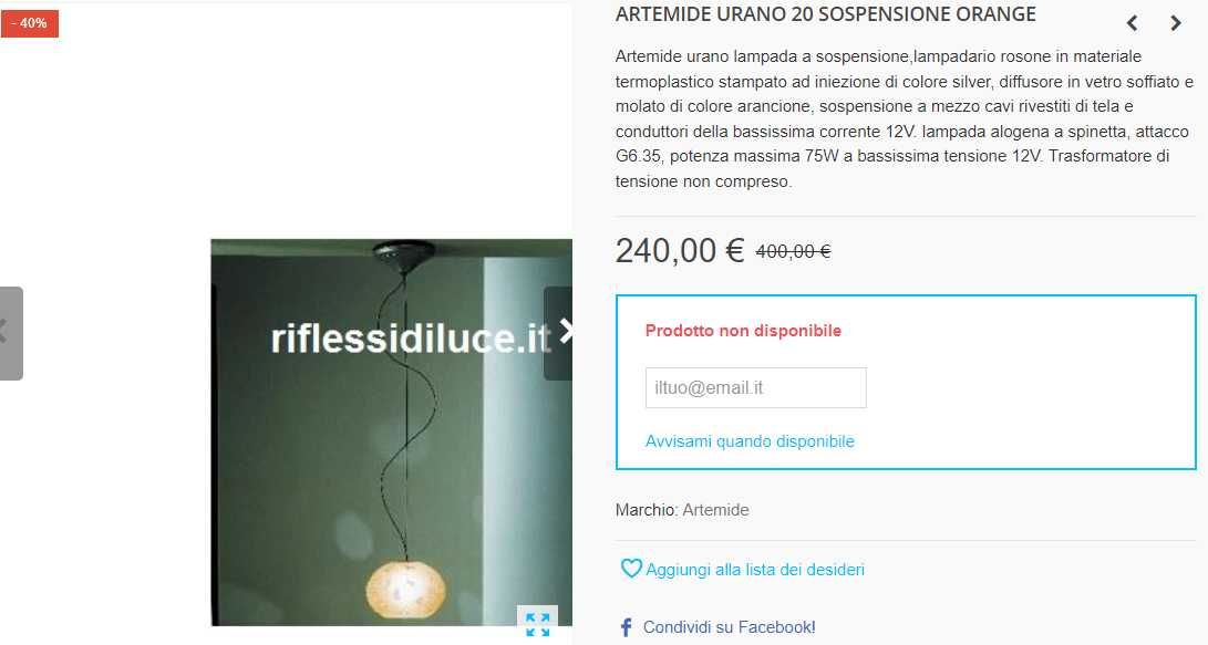 Lampa (lustra) de tavan Artemide Urano de 14 si 20