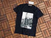 Calvin Klein-Оригинална мъжка черна тениска със щампа-принт