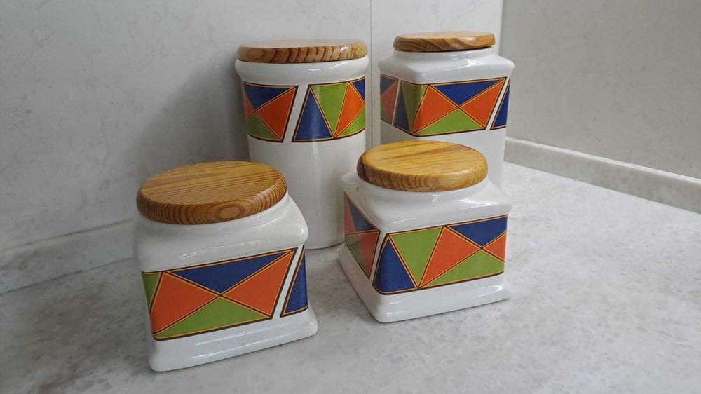 Фарфоровые емкости для кухни, дизайнерские, в наборе 4 шт