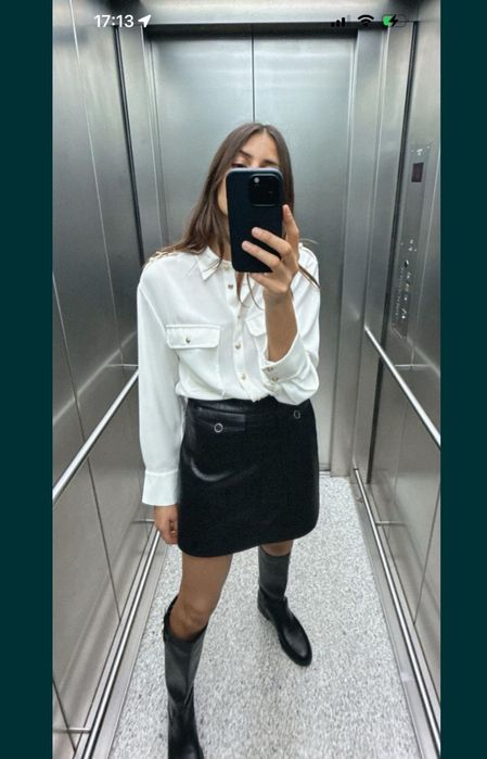 Кожена пола zara