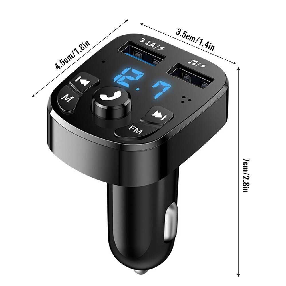 Блутут FM трансмитер Kebidu, Волтметър 2USB заряднo GSM Bluetooth Car