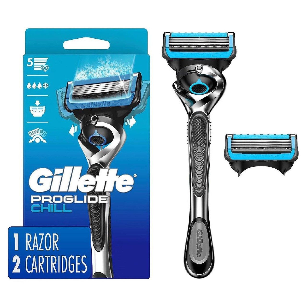 Мужская бритва Gillette ProGlide Chill, ручка + 2 стержня для лезвий.