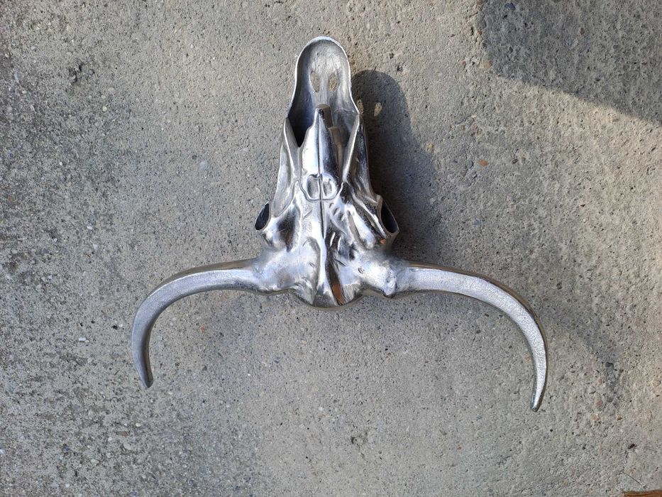 cap de taur craniu aluminiu nichelat 50 / 62 cm