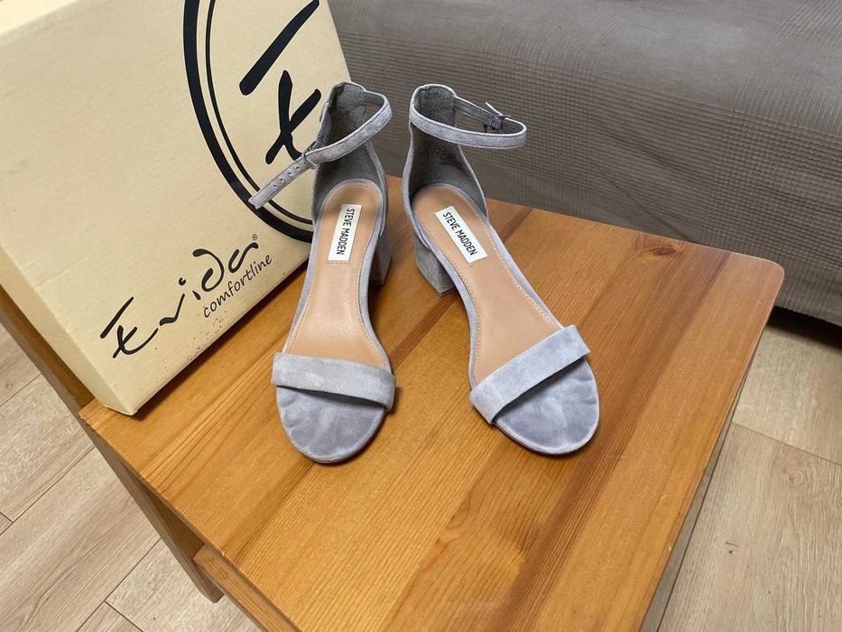 Sandale dama din piele intoarsa gri, marimea 37