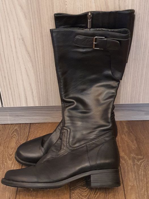 Дамски елегантни кожени черни ботуши Hush Puppies, 39